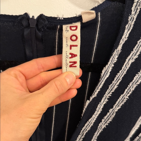 Anthropologie Dolan Navy Sz Small Left Coast Cotton Stripe Wide Leg Jumpsuit - Picture 5 of 9